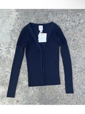 Calvin Klein LS Cardi W Tank Rib Set Sweater Dark Sapphire S|P SAMPLE Rare